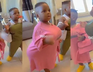 Mother leaves many in laughter as she dresses up her twins to look endowed, video stirs reactions