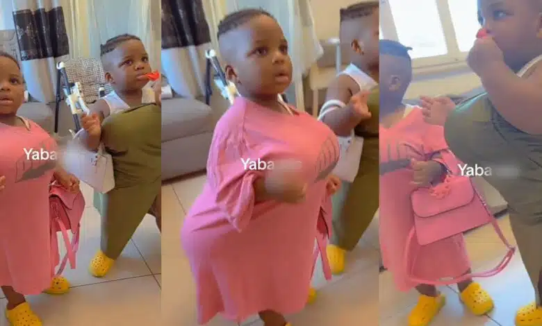 Mother leaves many in laughter as she dresses up her twins to look endowed, video stirs reactions