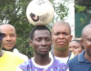 Nigerian Man Makes History: Sets Guinness World Record Climbing 150 Steps with Football Balanced on His Head (Video)