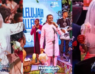 Single Ladies in Wedding gowns Grace Nathaniel Bassey’s Hallelujah Challenge in Large Numbers