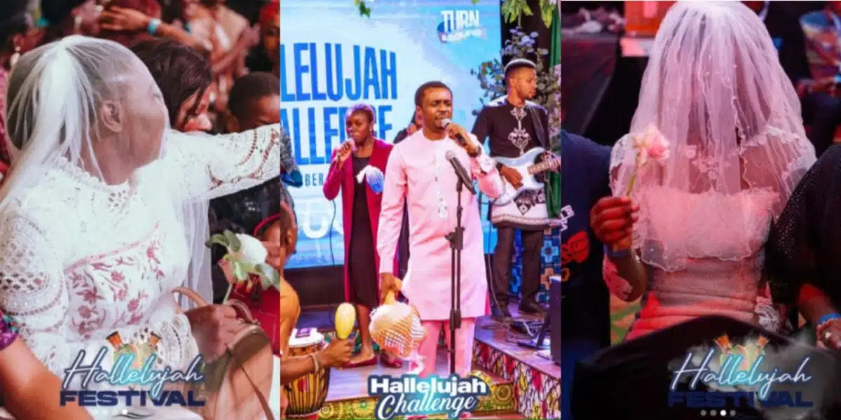 Single Ladies in Wedding gowns Grace Nathaniel Bassey’s Hallelujah Challenge in Large Numbers