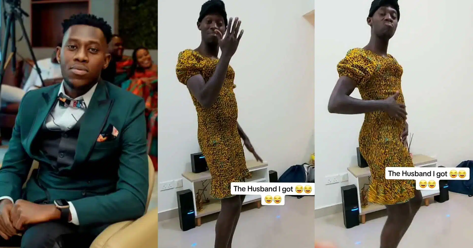 Lady shares what she caught her husband doing in her gown (Video)