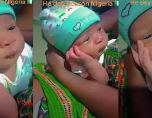 A week-old baby causes a stir online with his thoughtful appearance (Video)