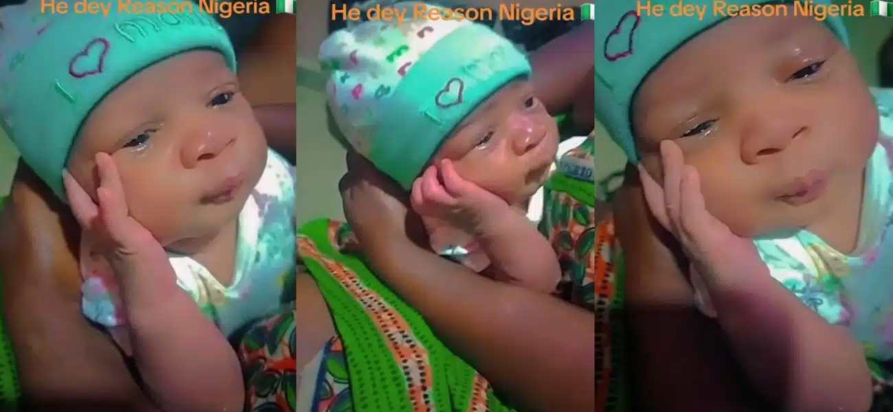 A week-old baby causes a stir online with his thoughtful appearance (Video)