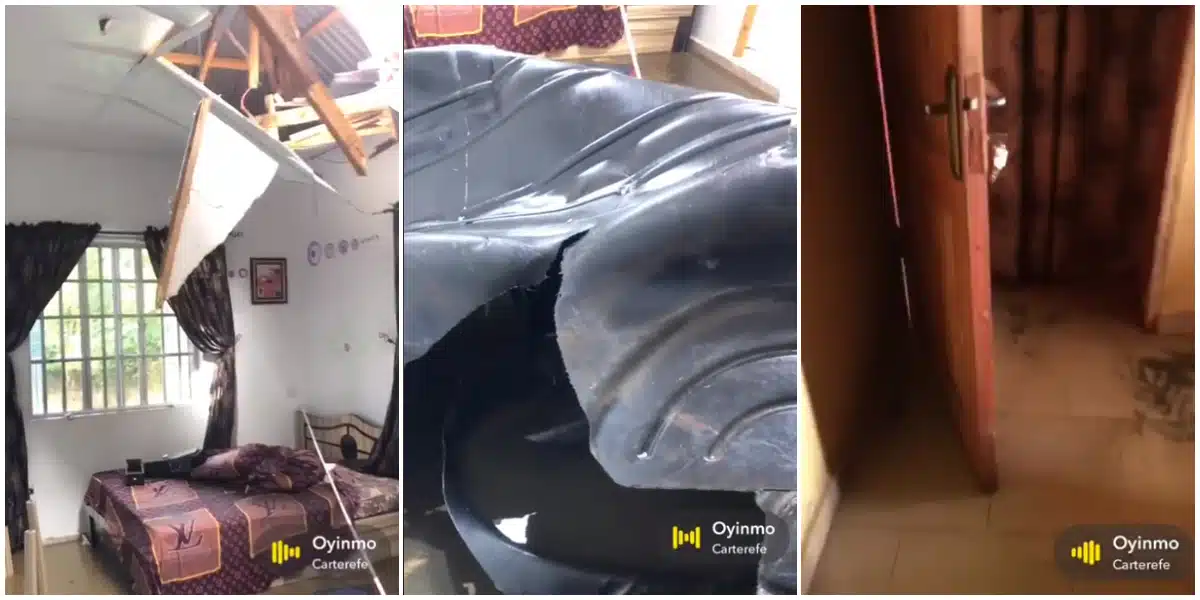 Nigerian Man Shares Video of Water Tank Crashing into His Bedroom, Flooding the Entire Apartment