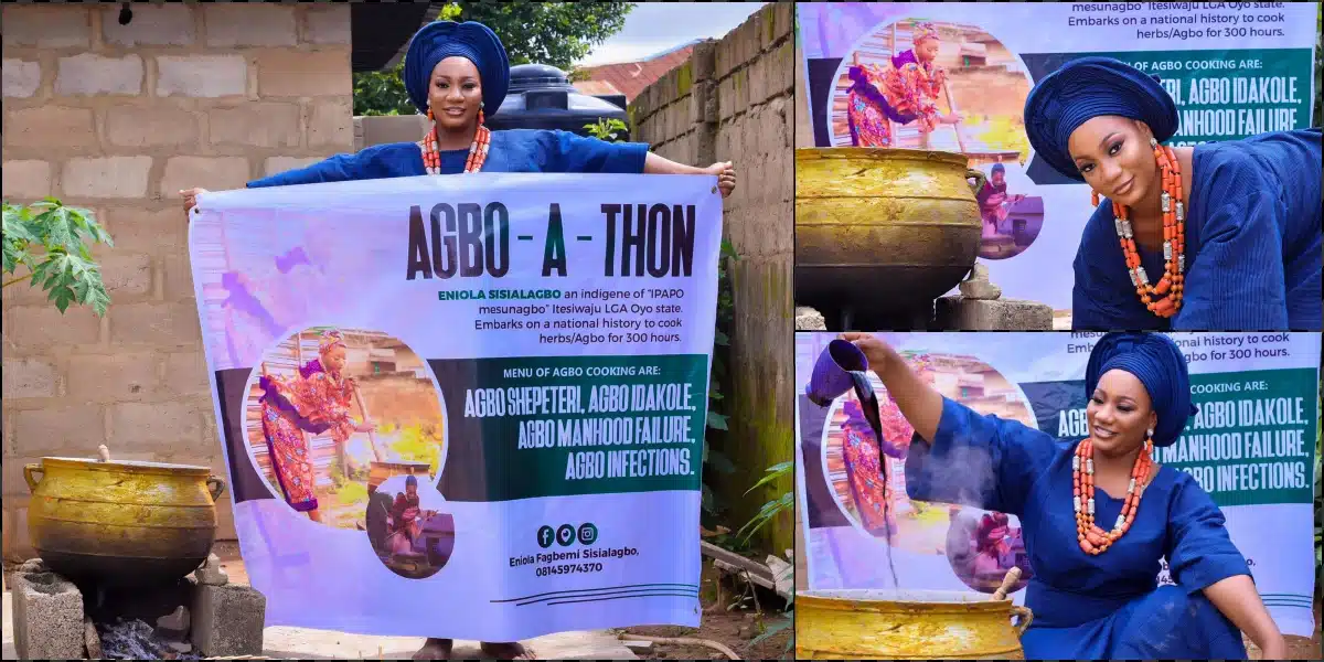 Agbo-A-Thon: Nigerian Lady Aims to Cook Herbs for 300 Hours to Set a World Record