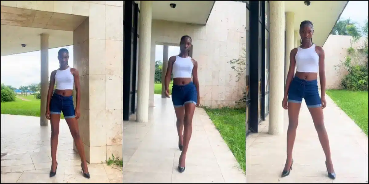 Video of Nigerian Lady Showcasing Supermodel Catwalk with Attractive Long Legs Goes Viral