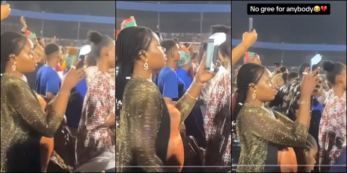 “No gree for anybody”- Lady Sparks Reactions as She Uses POS Machine to Record Video During Church Concert