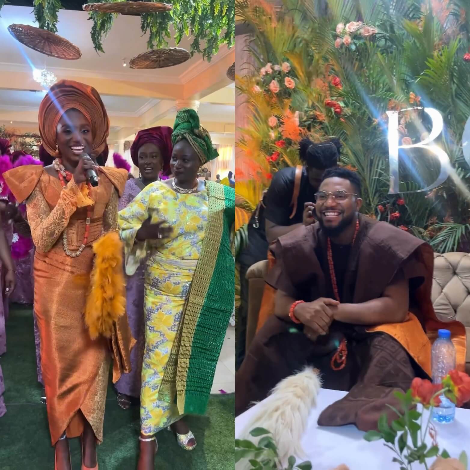 Emotional moment Tiwi and her twin brother cry as she ties the knot with Kunle Remi