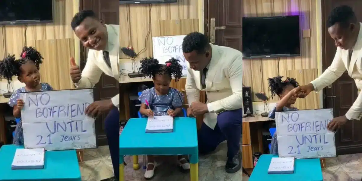 “No boyfriend until 21” — Father signs contract with his 2-Year-old daughter