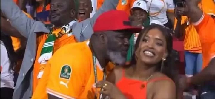 AFCON: Ivorian fan apologizes to family after he was caught wooing lady during Senegal game