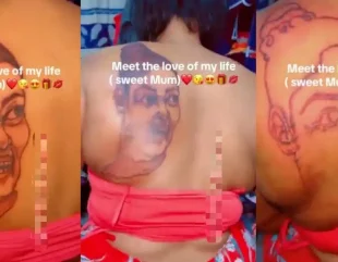 “Tattoo gone wrong” – Ghanaian lady breaks the internet as she dedicates tattoo to her mother