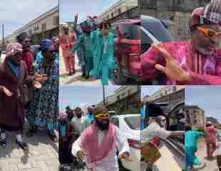 “So Kanayo get boss” – Nasboi puts Kiekie, Brain Jotter, Lasisi, Oba Solomon,Mr Macaroni, Iya Gbonkan and others in a skit (Video)