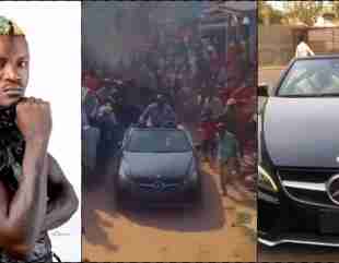 Portable takes new Mercedes Benz to his hood, sprays money