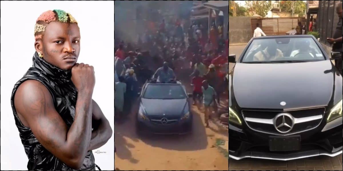 Portable takes new Mercedes Benz to his hood, sprays money