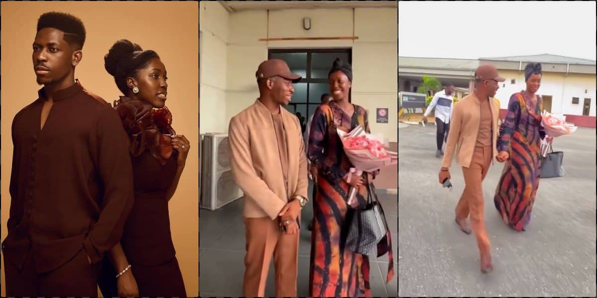 Social Media User criticizes Moses Bliss’ wife’s outfit as they attend a worship concert