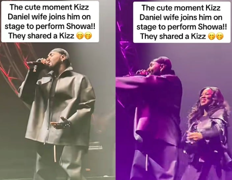 Kizz Daniel Shares Romantic Moment with Wife as She Joins Him on Stage (Video)