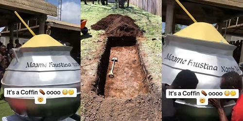 Ghanaian Street Food Vendor, Maame Faustina Laid to Rest in Oversized Pot Coffin (Video)
